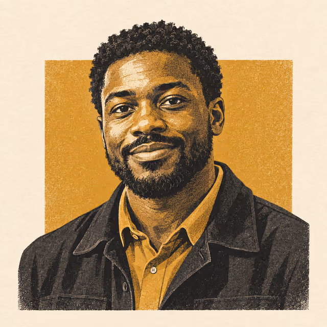 Illustrated portrait of Kofi Marchetti.