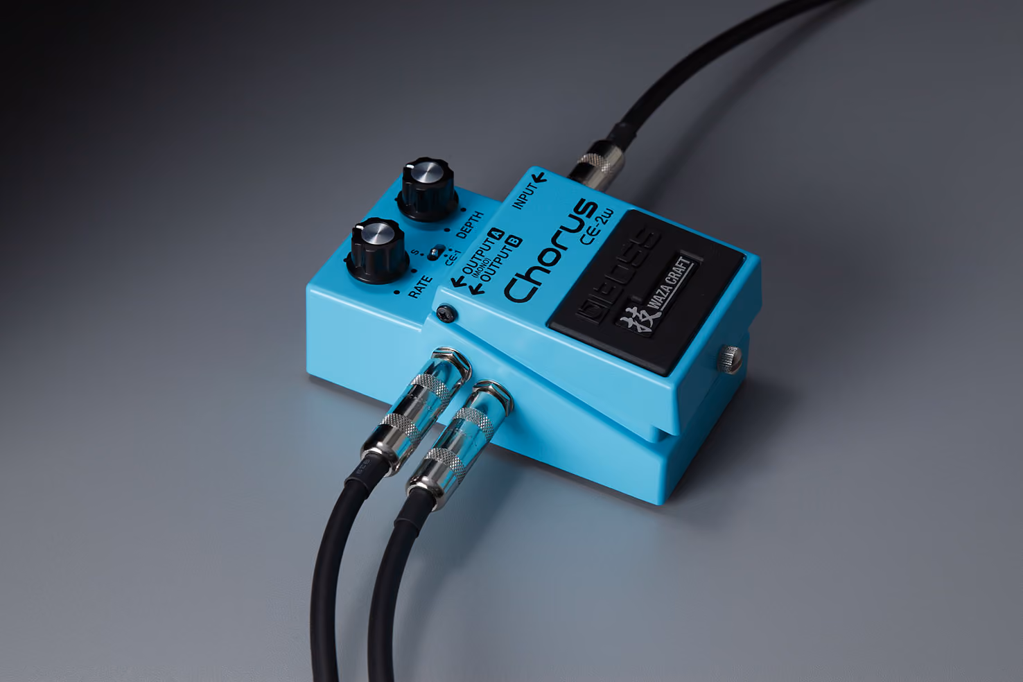 A chorus pedal, whose internal low-frequency oscillator continuously varies a short delay to create the sensation of motion.