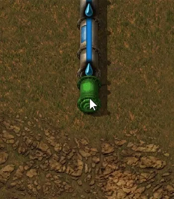 A wiki animation of a pipe run that exceeds the unpumped distance limit, showing fluid failing to equalise past a certain point along its length