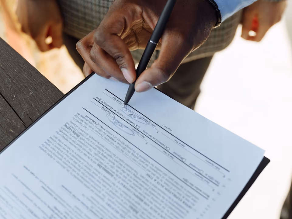 A person signing a contract