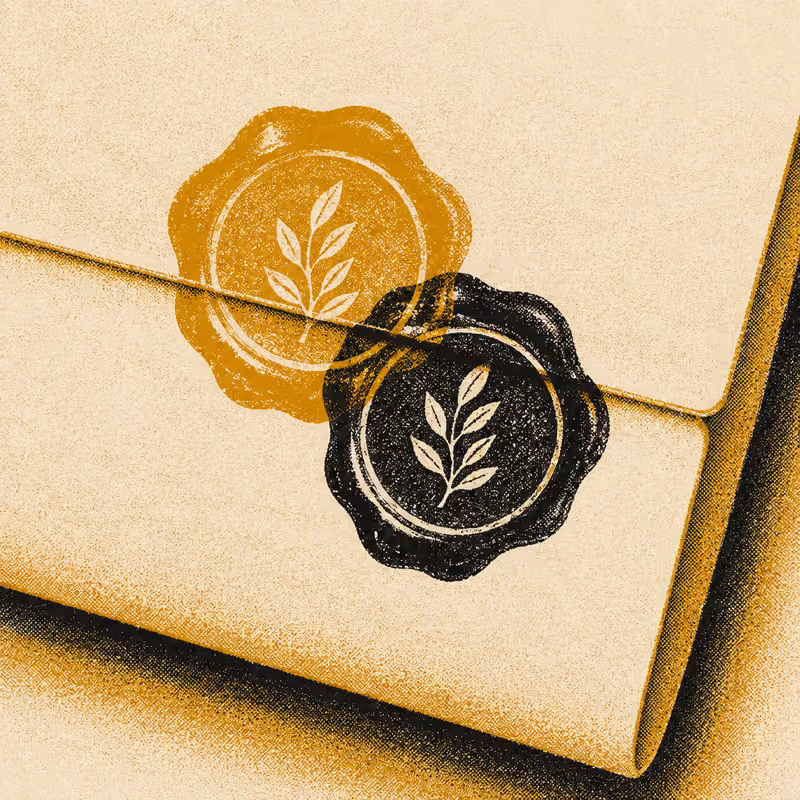 A wax seal stamped twice onto the same document, the second impression doubled over the first