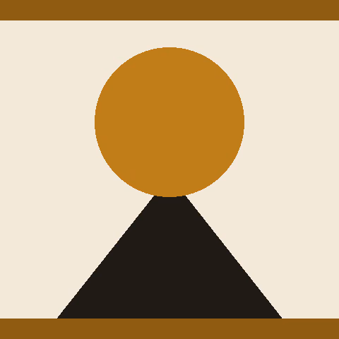 A stylised portrait of a person in three-quarter view, flat gold and black shapes on warm cream, in a two-ink risograph print