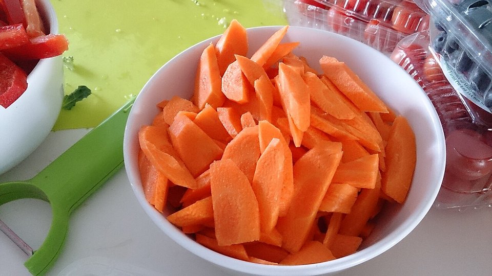 A pile of small-diced carrot