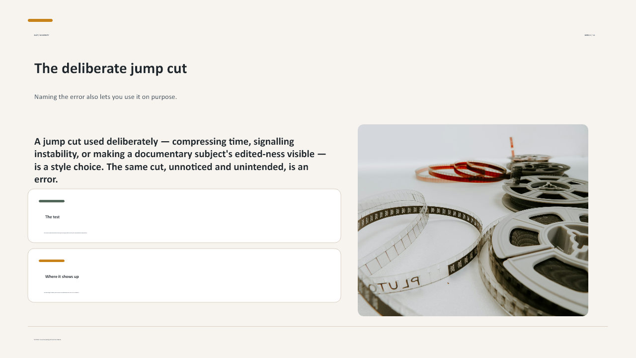Slide 11 of 26: Week 8 Continuity and Rhythm