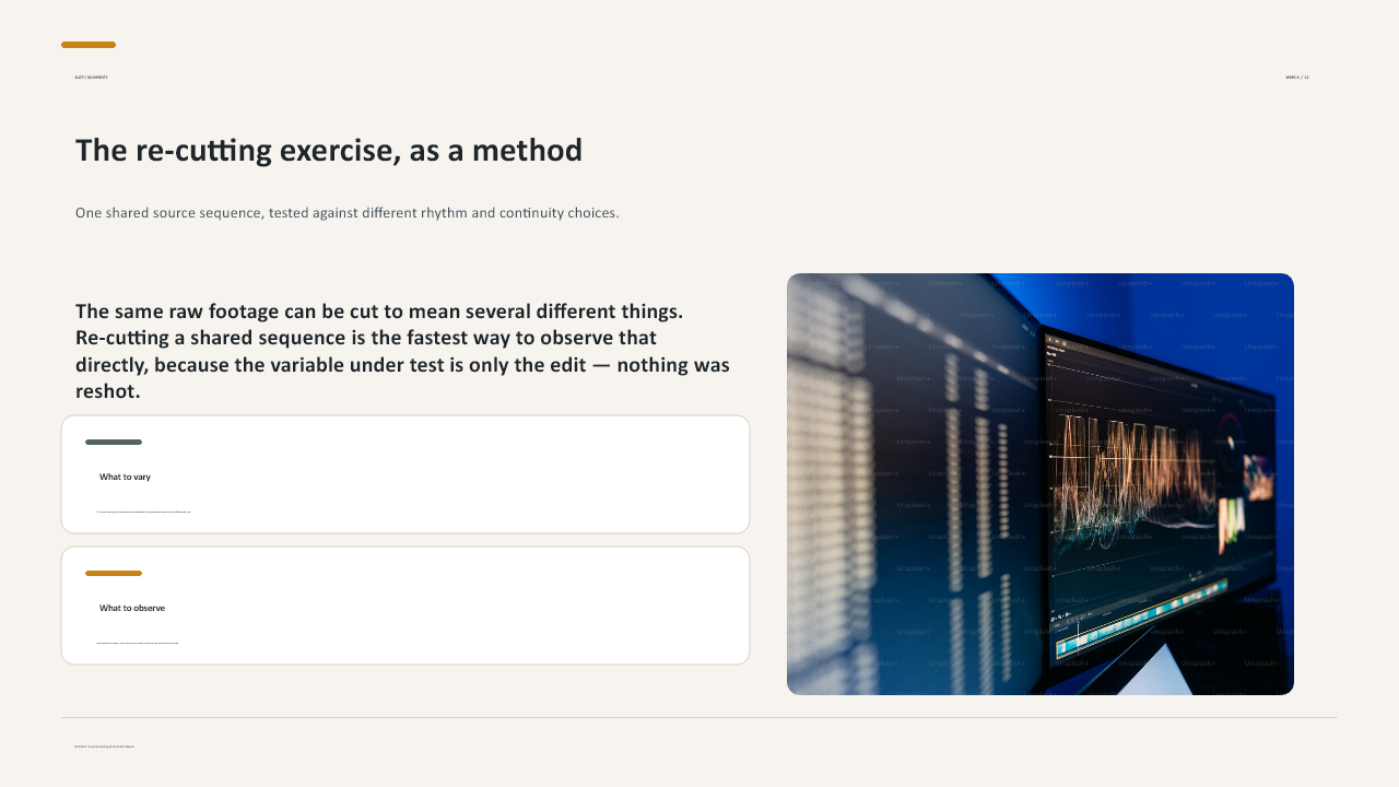 Slide 12 of 26: Week 8 Continuity and Rhythm
