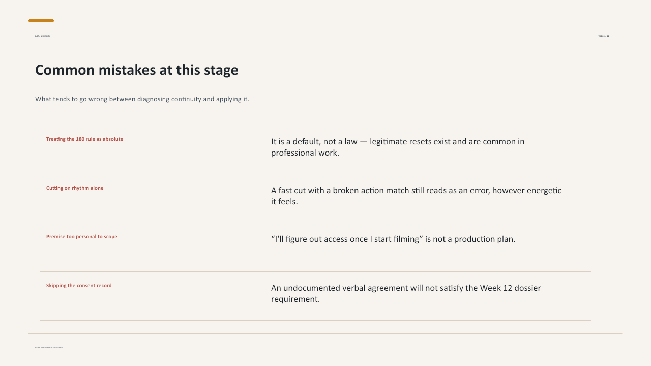 Slide 22 of 26: Week 8 Continuity and Rhythm