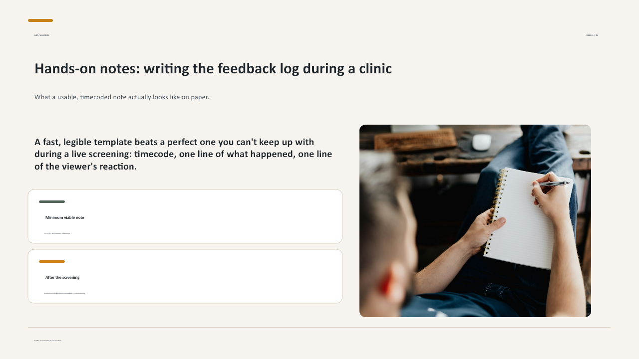 Slide 23 of 27: Week 10 Rough-Cut Clinic