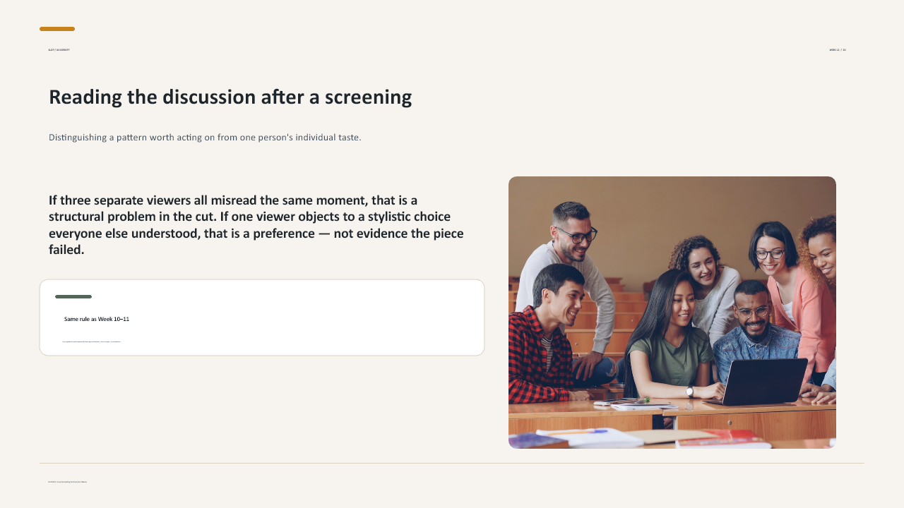 Slide 20 of 27: Week 12 Screening and Portfolio