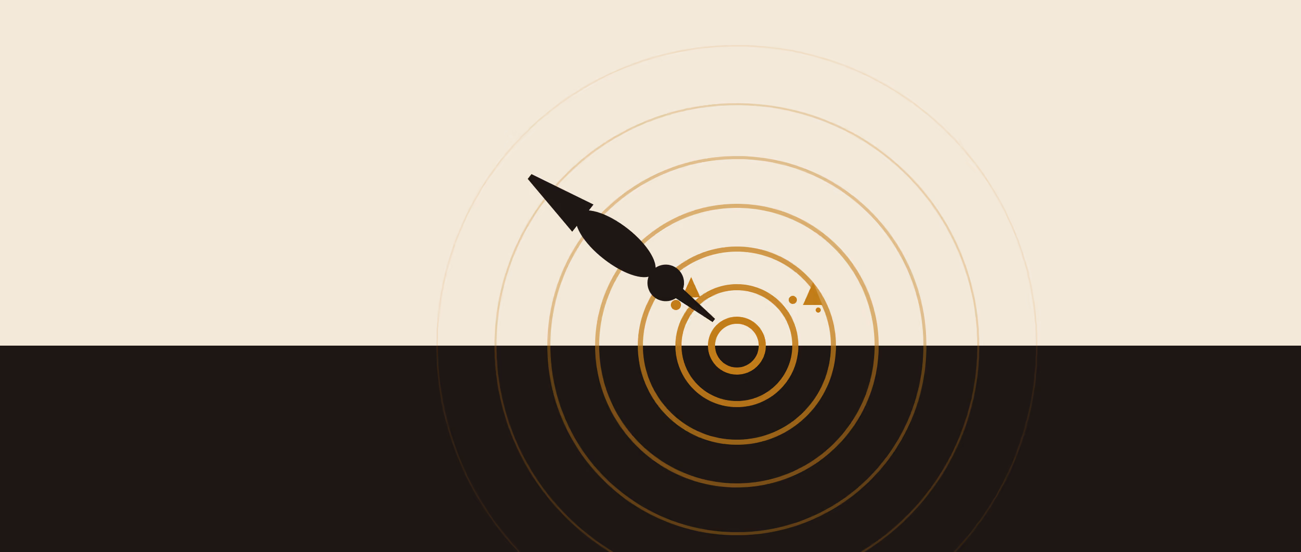 A flat gold-and-black two-ink illustration of a figure mid-dive, concentric ripples spreading from the point of impact with the water