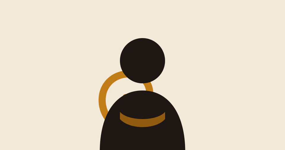 Placeholder illustration of Sef Amaral as a flat two-ink silhouette with a bronze spiral motif