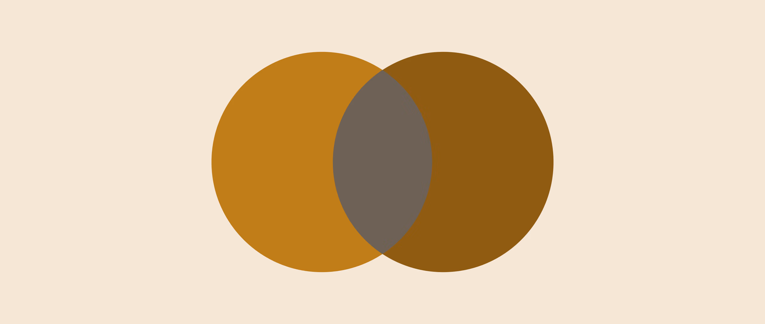 Two flat gold shapes meeting at a shared edge on warm cream, in a two-ink risograph print