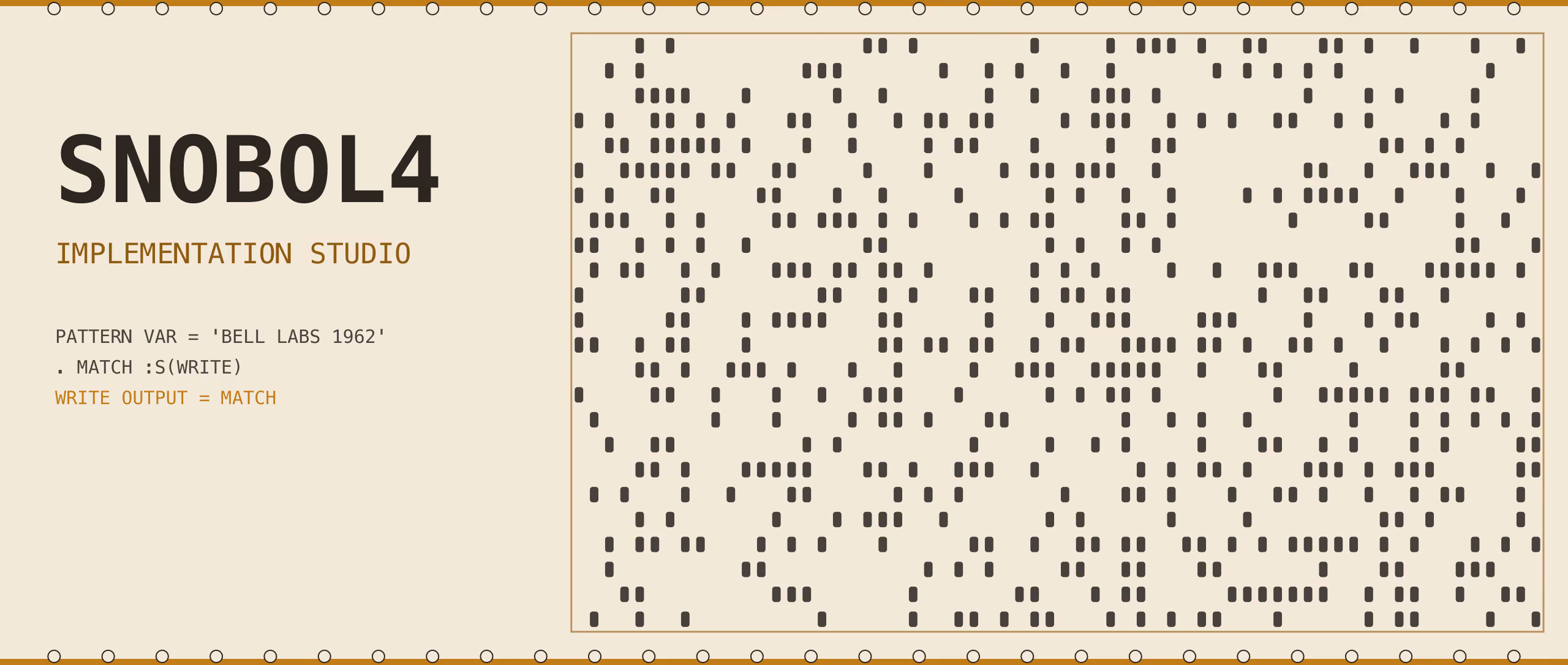 A lecture theatre reduced to flat gold and black shapes, rows of seats sweeping past the frame, in a two-ink risograph print